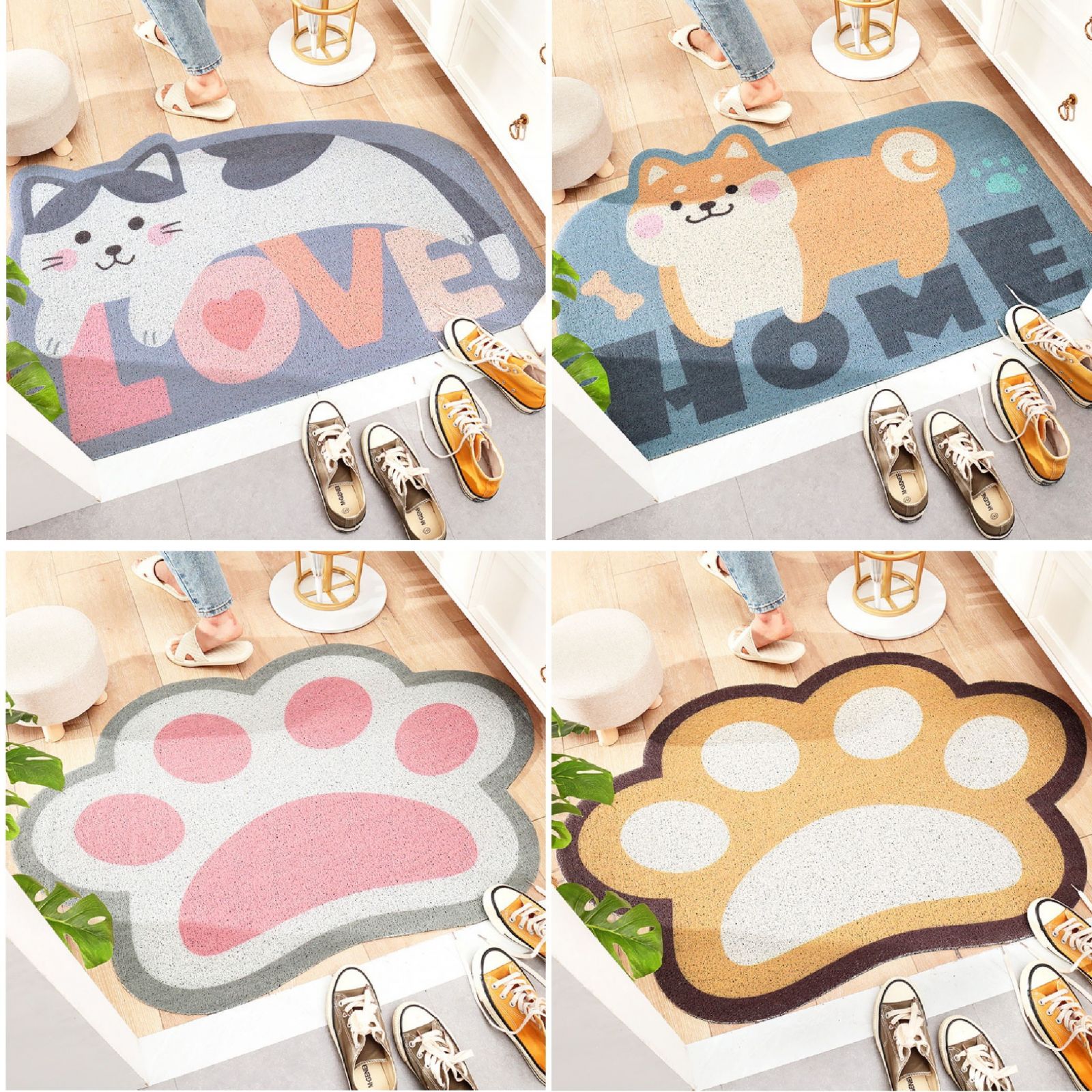 可愛柴犬貓咪絲圈防滑地墊 商品圖2