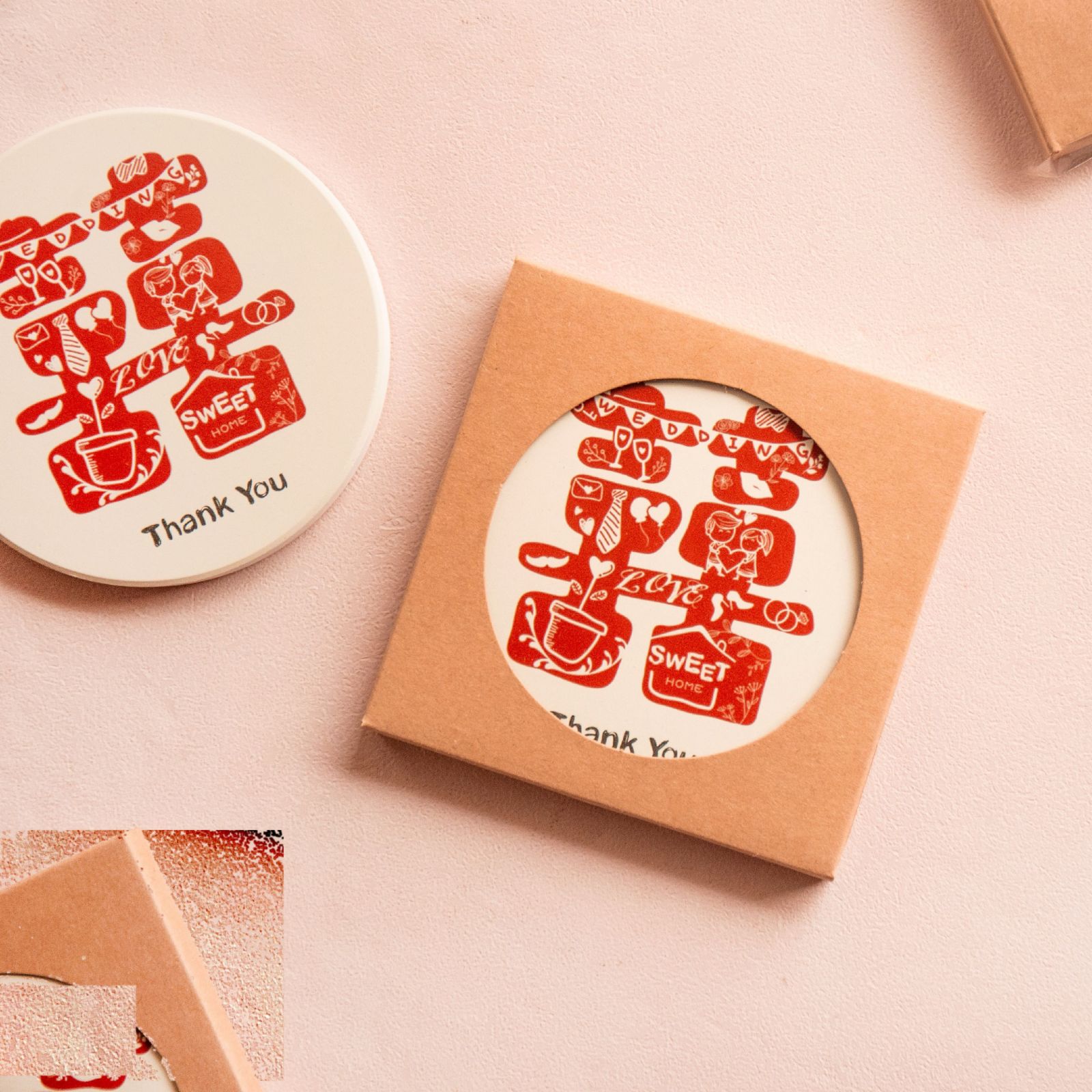 吸水杯墊-時尚創意囍字款 商品圖2
