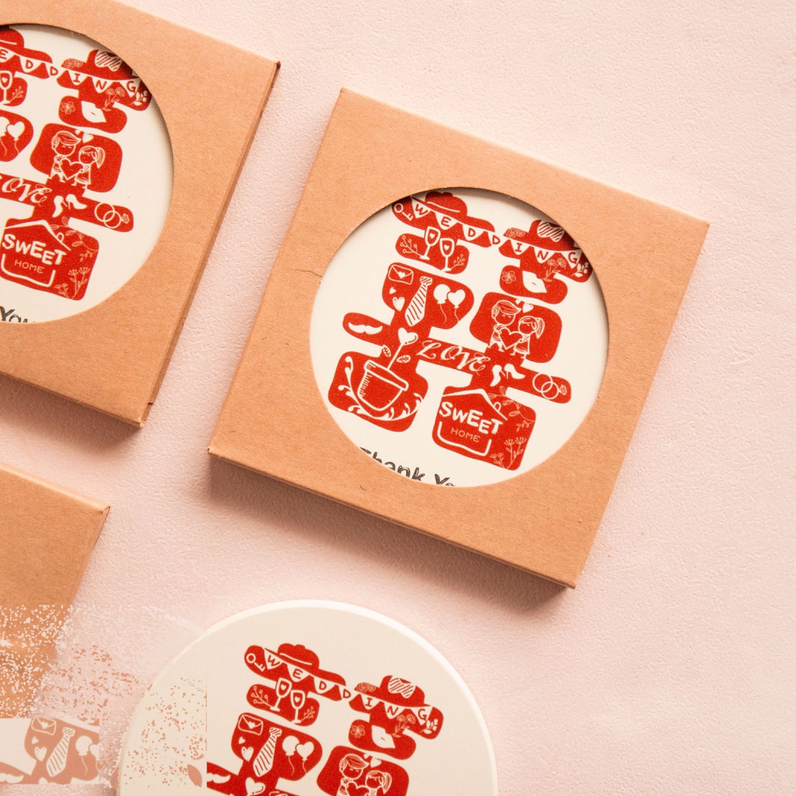 吸水杯墊-時尚創意囍字款 商品圖3