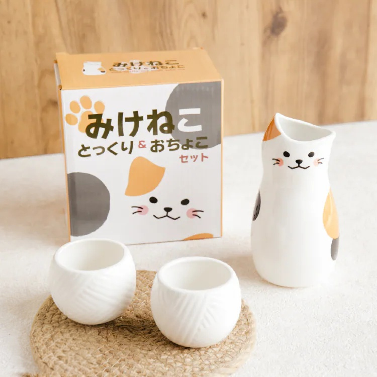 日本進口 三花貓清酒杯壺套組 商品圖8