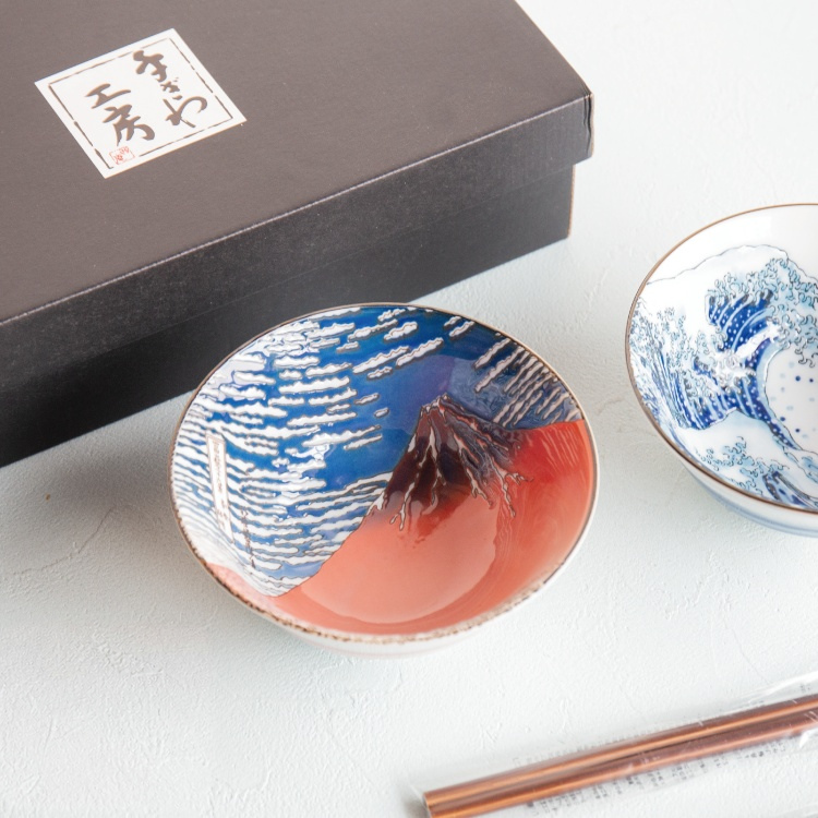 日本進口 浮世繪風雙碗對筷禮盒 商品圖2