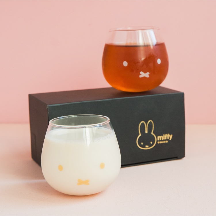 日本miffy米菲兔大臉透明不倒翁玻璃對杯 商品圖1