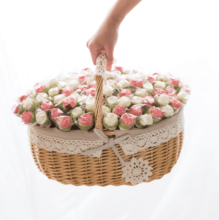 玫瑰棉花棒棒糖100支加大提籃 商品圖1